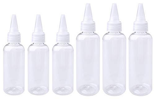 nuoshen 6 Pcs Clear Squeeze Condiment Bottles, 30ml/60ml Plastic Squeeze Dispensing Bottles, Small Dispensing Bottles for BBQ Chilli Sauce Olive Oil Paint Art Liquids Craft Lotion