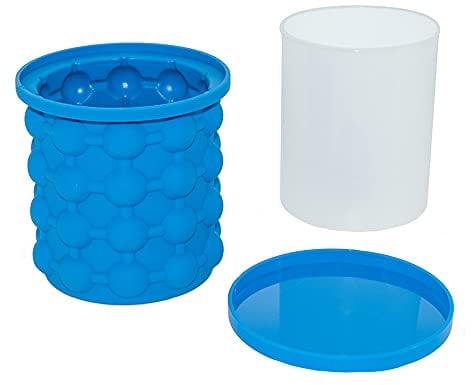 Bac à Glaçons, Bac à Glaçons avec Couvercle, Seau de Moule à Glaçons, Moule à Glaçons avec Couvercle, Peu Encombrant, pour Gelée, Lait, Jus, Cocktails, Whisky (Bleu)