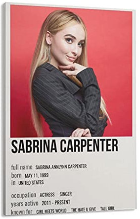 Sabrina Carpenter, Leinwand-Poster, Schlafzimmer-Dekor, Sportlandschaft, Büro, Raumdekoration, Geschenk, Rahmenstil, 30 x 45 cm