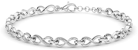 TJC Silver Infinity Bracelet for Women Forever Knot Link Chain Bracelet with Gift Box in Rose & Yellow Gold Plated 925 Sterling Silver Promise Anniversary Wedding Gift for Her Wife Girlfriend Mum