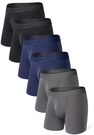 Separatec Boxers pour Hommes, Slips pour Hommes sous-vêtements gainés avec Poches séparées Boxer en Bambou Respirant, Doux et Confortable avec Fly 6 Lot de sous-Shorts ajustés