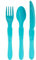 YöL 12 Piece Blue Plastic Camping Cutlery Set Reusable Picnic Tableware Ideal for Outdoor Dining