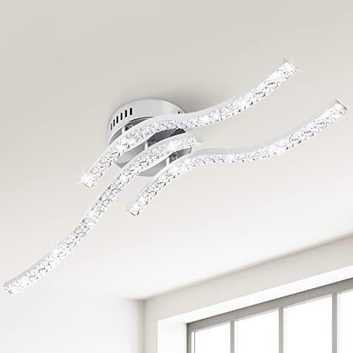 Zewanny LED Deckenleuchte, Acryl Wellenförmige Deckenlampe 3 Parallel Flammige,2640 Lumen 24W 4000K Neutralweiß Deckenleuchte für Esszimmer, Schlafzimmer, Küchenflur