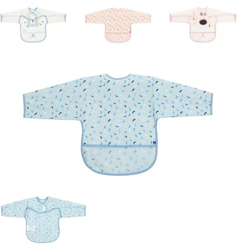 Kikkaboo Babylatz Arty Ärmel Krümelschutz, Klettverschluss, EVA, wasserdicht, Farbe:blau