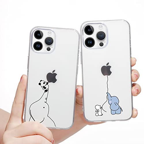 Yoedge 2 Stück Durchsichtig Hülle für iPhone 14 Pro 6,1, Transparent Handyhülle mit Aesthetic Motiv Mode Muster, Ultra Dünn Weich Klar Silikon TPU Stoßfeste Bumper Schutzhülle für Mädchen, Elefanten
