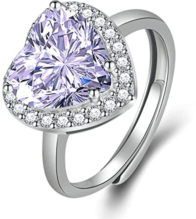 Aeici Anelli con Zirconi, Anelli Donna Viola Cuore con Viola Zirconia Cubica