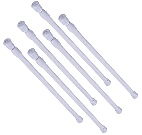 6 Stück Teleskopstange,Spannstange Ohne Bohren,Kleiderstange Vorhangstange,Gardinenstange für Cafe House Bar Badezimmer Küche Vorhang Bars (Weiß,30-50 cm)