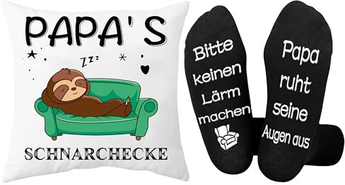 Rebundex Papa Geschenk Geburtstag Vatertagsgeschenk Geschenke für Papa Faultier Vatertag für Bester Vater Socken Kissenbezug 45x45 Geburtstagsgeschenk Männertag