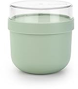 Brabantia - Make & Take Breakfast Bowl 0.5L - with Screw-On Ingredients Container (180 ml) - Leakproof - Large Opening - Suitable for Freezer - Dishwasher & Microwave Safe - Jade Green
