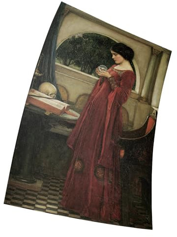 John William Waterhouse The Crystal Ball Realism Romantic Artwork Poster Größe 11 x 17(28 x 43 cm) Dekorative Rahmenloses Kunst Geschenk Leinwand Poster
