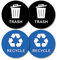 Pack of 4 Blue & Black Recycle Sticker for Bin Self Adhesive (100 x 100 mm) Waterproof Recycling Stickers for Bins Papa Prints®