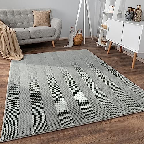 Paco Home Teppich Wohnzimmer Schlafzimmer Kurzflor rutschfest Skandinavisches Boho Design Einfarbig Geometrisch 3D Effekt Modern, Grösse:80x150 cm, Farbe:Grau
