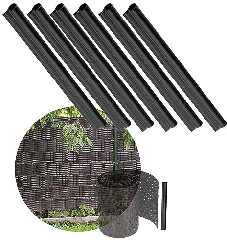 KADAX Klemmschienen für Sichtschutzstreifen, Befestigungsclips aus Kunststoff, Klemmstreifen, Clips für Zaunfolie, Endclips (6 Stück Set, Schwarz)