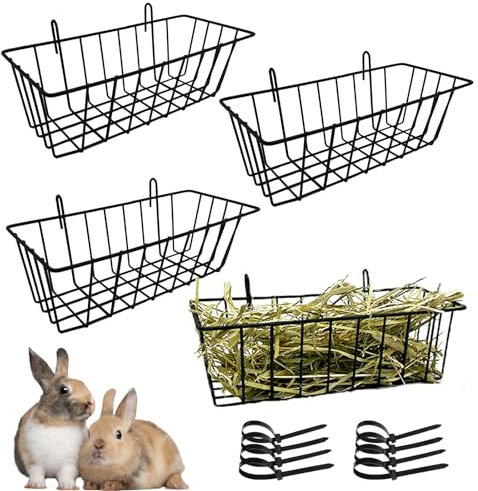 Kaninchen-Heu-Futterstation für Meerschweinchen, Heuspender für Käfig, zum Aufhängen, Metall-Futterstation für Kleintiere, Heuhalter, Krippe für Kaninchen, Meerschweinchen, Chinchillas, Frettchen
