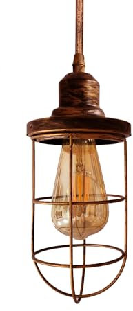 TWSXTE E27 Retro Pendant Lamp industrielle Hängeleuchten Anhänger Vintage Deckenleuchte Innenbeleuchtung, verstellbare Seildekoration (ohne Glühbirne)