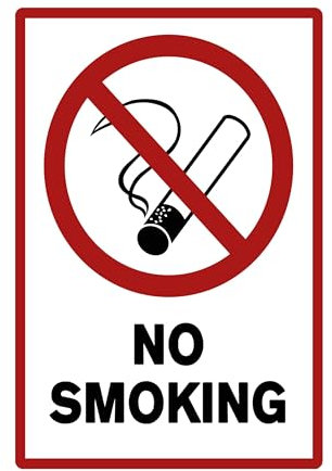 SL group - 1 Schild No Smoking/Rauchen verboten 20 x 30 cm aus stabiler PVC Kunststoff-Platte - Rauchverbot im Innen- & Außenbereich - Verbotsschild für nicht Rauchen im gesamten Gebäude