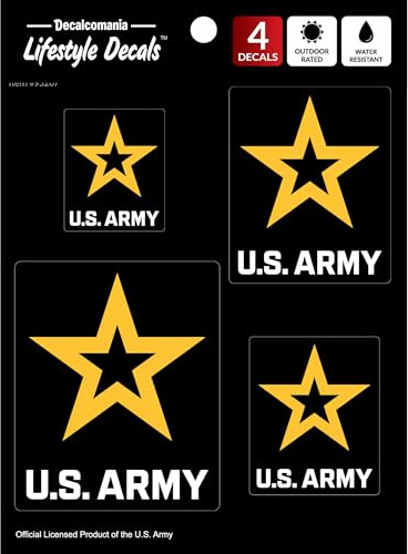 US Army New Star Logo Decals - Set of 4 US Army Stickers for Truck or Car Window, Phones, Tumbler, Laptop – Large Military Vehicle Decals 1.75 to 3.5