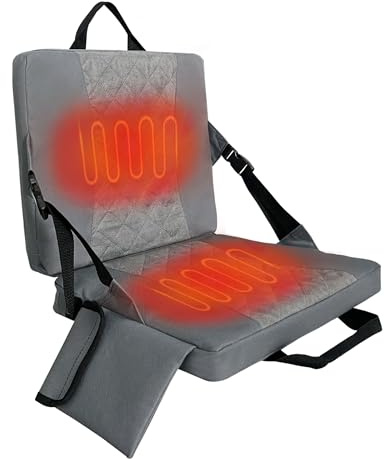 MYDAYS OUTDOOR Heated Seat Cushion,Heated Stadium Seat for Bleachers(No Power Bank) Heated Camping Chair Pad,Foldable Heated Seats USB Powered Great for Sports,Camping,Fishing(Grey)