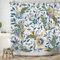 ASDCXZ Rideau de Douche Fleurs 180x180 cm, Printemps Vintage Bleu Jaune Boho Fleurs Feuilles Vertes Blanc Lavables Textile Rideau de Bain imperméable pour Baignoire avec 12 Crochets