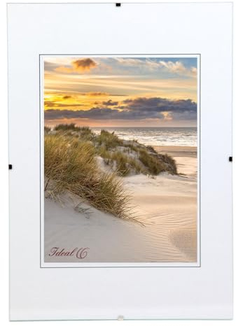 KM FOTO Set Rahmenlose Bildhalter Glasbildhalter Bilderrahmen Cliprahmen Klarglasrahmen Fotopräsentation: Format: 50x70 | Pack: 5