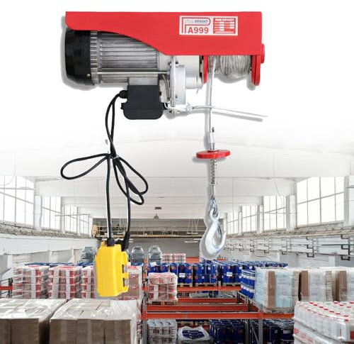 Remote Controlled Hoist, Electric Hoist With Wire Remote Control & Single/Double Slings Electric Winch, 230V Electric Hoist-Pure Copper Motor ,Full-Size Fan ,Alloy Steel Gear Set,600kg-30m