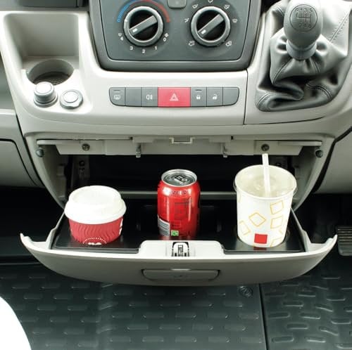 Cup Holder for center console, holds 3 Drinks. One holder for cans & Two for take out cups. Fiat Ducato,Relay & Peugeot Boxer. No fixing required. ***THIS MODEL ONLY FITS GREY GLOVE BOX ***