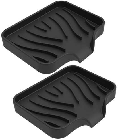 iSpchen Organisateur de Salle de Bain en Silicone de Style Japonais, Porte-Savon avec Égouttoir, Boîte à Savon sans Perçage, Portable et Polyvalent 12x10x1.7cm,Noir