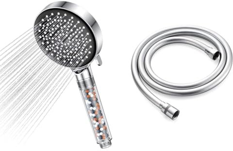 Pommeau de Douche, YEAUPE Pommeau de Douche économie d'eau, pommeau de douche haute pression & GRIFEMA G852-20 Flexible Anti-Torsion, Tuyau de Douche 2.0 M, Caoutchouc, Blanc