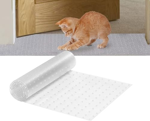 3.6FT Cat Carpet Protector for Doorway, Clear Carpet Protector for Pets, Anti Scratch Under Door Carpet Protector, Easy to Cut, Non-Slip, 15 Inches Wide
