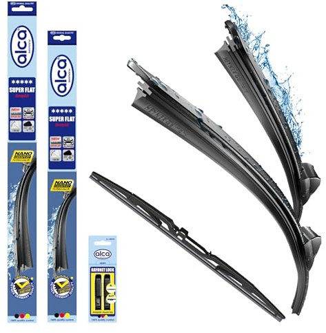 alca® Scheibenwischer Set mit Heckwischer passend für RENAULT CLIO III (06.2005-12.2014) SUPER FLAT Flachbalkenwischer