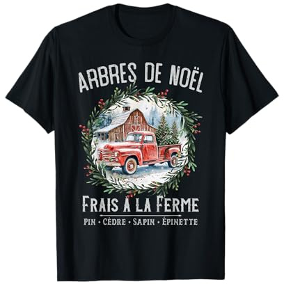 Arbres de Noël de Camion Rouge Rétro lettrage gris T-Shirt