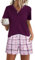 Jezonga Pigiama Donna Estivo Pigiami da Donna Cotone Corto Set Due Pezzi Casual da Notte Casa con V Leggero e Morbido Viola XL