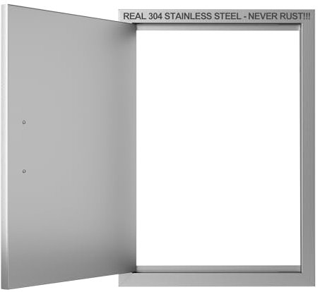 Outdoor Kitchen Door 17 W x 24 H-304 Stainless Steel Never Rust Cabinet Door-Double Layer-BBQ Access Doors-Weatherproof GrillDoor-Flush Mount BBQ Island Doors-MetalDoor for Outdoor Indoor Kitchen