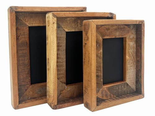 Woodkings Bilderrahmen-Set Sumatra | 3er Set aus Altholz | 3 Größen Holzrahmen Wanddeko Wohnzimmer Flur Schlafzimmer | rustikal kreativ individuell