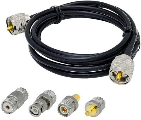 ACONRFTOL RG58 UHF Kabel UHF Stecker auf UHF Stecker RG58 Kabel 2M + 4 UHF Adapter, PL259 RG58 Verlängerungskabel Verlustarmes für SO239 CB Funk Amateurfunk Antennen Analysator SWR-Meter Zweiwege Funk