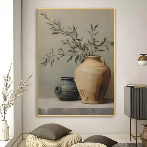 XBTYKPB Décoration murale pour la maison, peintures vintage d'olivier dans un vase, toile, affiches, impressions, bar pour salon, images murales 50x70cm sans cadre