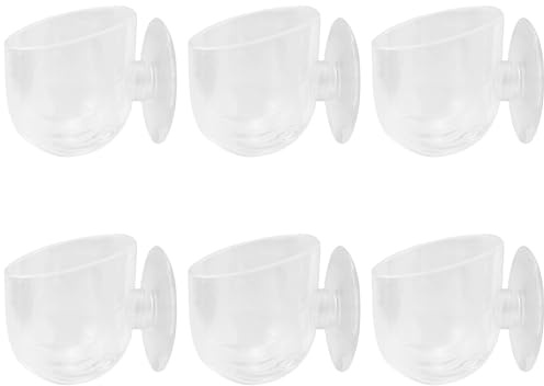 6 pièces Aquarium Cup Pot, Support de plantes transparent avec ventouse, Bol d'alimentation en acrylique transparent pour aquarium, pour l'alimentation des poissons, la décoration de l'aquarium