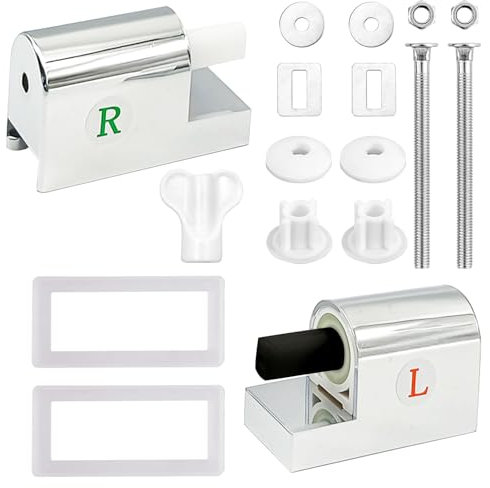 Spetsbst 2 Stück Universal Wc Sitz Halterung, Wc Sitz Befestigung Scharniere Zinklegierung Wc Sitz Scharniere mit Komplettes Zubehör, Soft-Close WC Sitz Metallscharniere Toilettensitzen