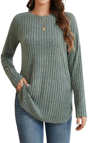 Enmain Pull Femme Hiver Chaud Sweatshirts Chic et Elegant Léger col Rond Pull Long Femme Grande Taille Mode Tunique Haut