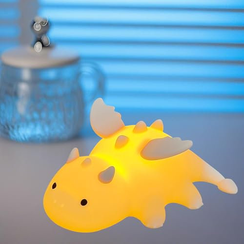 Milch-Drache Nachtlicht Kinder Nachtlampe-Dimmbar Silikon Baby Nachtlicht mit Magnetfunktion, USB Akku Move Animals Lampe für Kinderzimmer Mädchen, Touch Lampe Nachttisch Geschenke für Kinder (Gelb)
