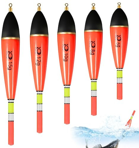 Colorich 5 Stück Posen Angeln Set, Leuchtend Posen Angeln, 5g/8g/10g/12g/15g Posen Set Angeln, Schwimmer Angeln, Angelzubehör Set, Knicklichter Angeln für Hecht, Barsch, Karpfen, Barsch Posen Angeln