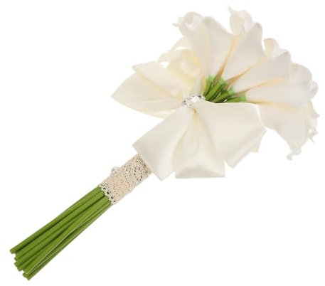 Mobestech Bouquet da Sposa Artificiale Calla Bianca con Fiori Pe Realistici e Decorazioni Matrimonio e Centrotavola Eleganti per Cerimonie e Feste