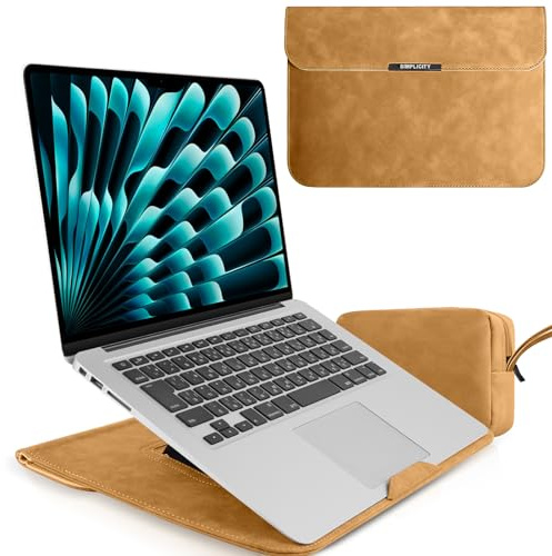 13-14 inch Laptop Sleeves, Laptop Case with Stand Function, Brown | PU Leather Sleeves, Scratch-resistant, for MacBook Neo, MacBook Pro, MacBook Air, iPad Air / iPad Pro
