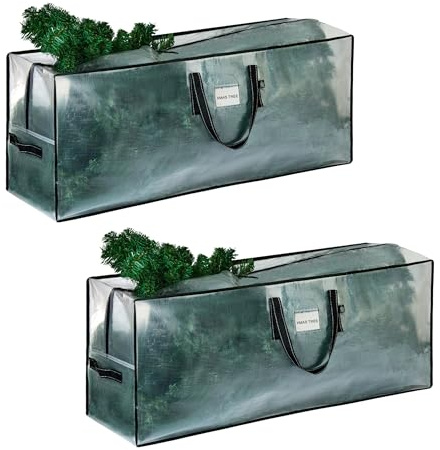 VENO Clear Christmas Tree Storage Bag, Fits 8.5ft Artificial Trees, Heavy Duty Large Zippered Pockets, Durable Handles and Label Card Slot
