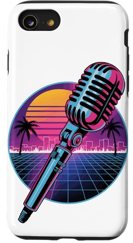 Synthwave Microfono Mic Cantante Podcast Conduttore Custodia per iPhone SE (2020) / 7/8