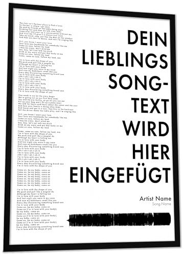 JUHMI Songtextposter Personalisiert | Musik Geschenk Individuell mit Tonspur, Spruch & besonderer Textzeile | Ideal als Geschenk zum Jahrestag Hochzeitstag | Partner Geschenke Freundin Freund Familie