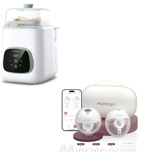 Momcozy Baby Bottle Washer + Momcozy M5 Smart APP Controlled Wearable Breast Pump