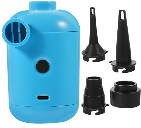 Veemoon Pompe à Air Électrique USB Compacte Bleue, Compresseur D’air Multifonction pour Matelas Pneumatique, Bateau Gonflable et Tente, Gonflage Rapide et Portable pour Usage Domestique