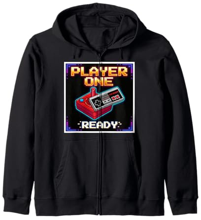 Player One Ready – Retro Gaming Vibes Felpa con Cappuccio