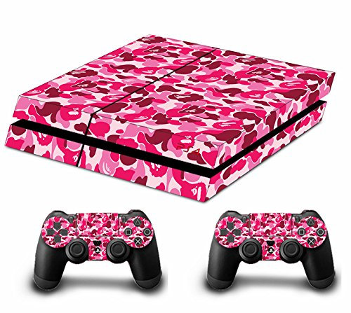 Morbuy PS4 Skin Vinyl Autocollant Decal Sticker pour Playstation 4 Console + 2 Dualshock Manette Set Skins (Graffiti Rose)